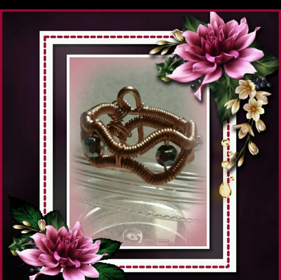 A genuine pyrite wire wrapped/woven wave ring - Picture 2 of 4